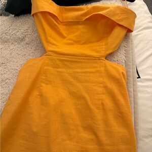 Elegant Off-Shoulder Orange Dress